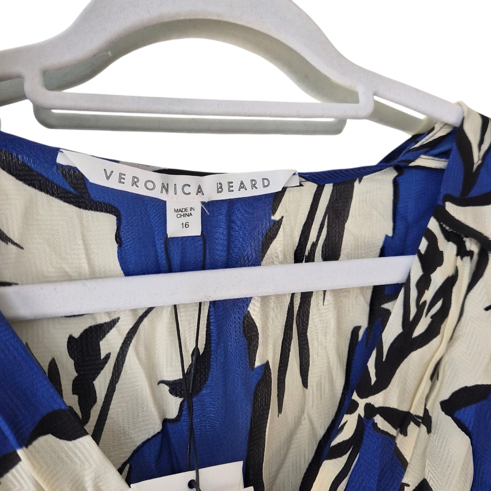 Veronica Beard Blue & White Floral Maxi Dress – Long Sleeve – Size 16‎ - Picture 7 of 14